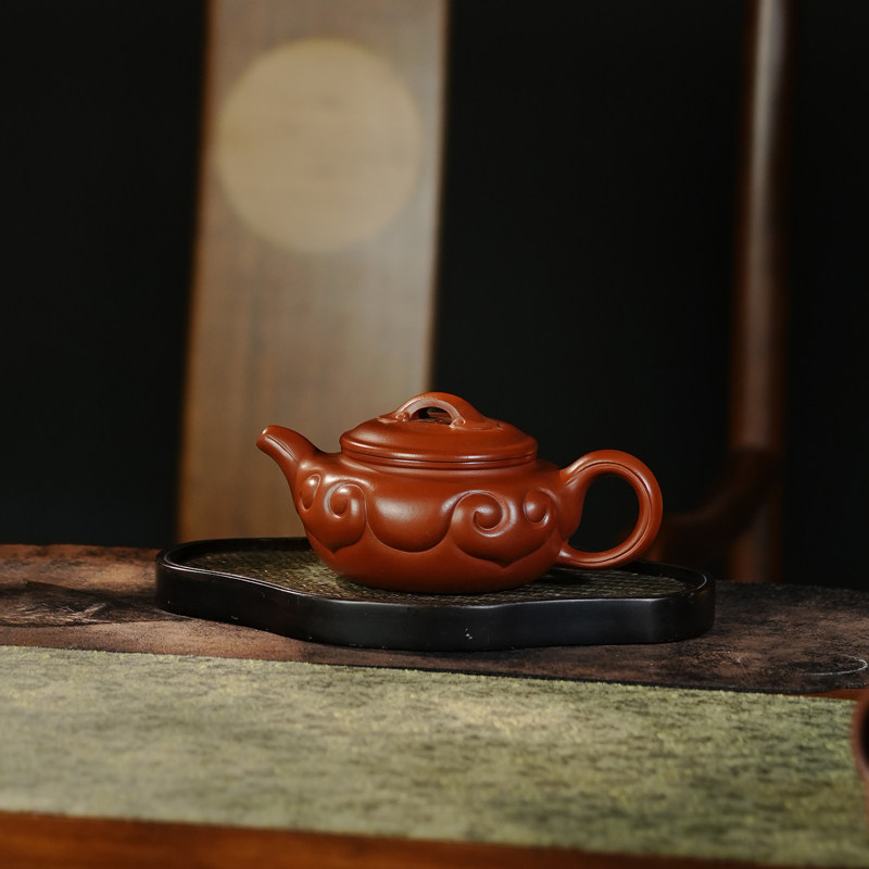 宜兴紫砂壶原矿朱泥如意仿古纯手工网孔泡茶壶中式功夫茶具 320ml