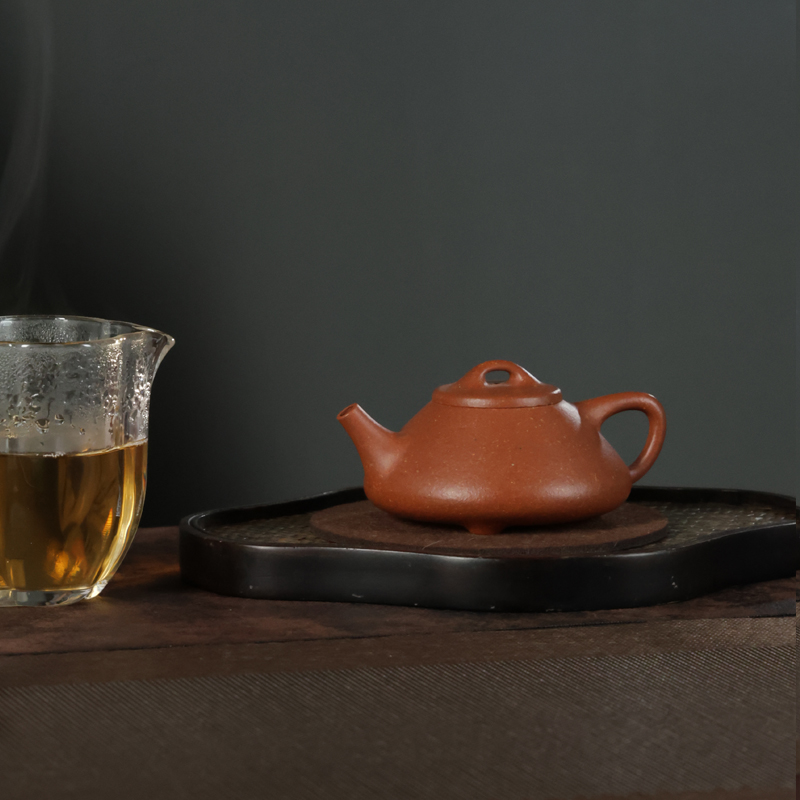 宜兴紫砂壶原矿红降坡子冶石瓢全手工小品自用功夫茶具茶壶 150ml