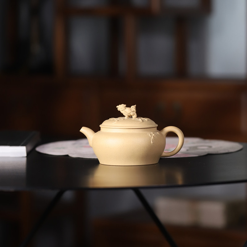 工艺师名家原矿段泥全手工刻绘福寿龟250ML宜兴紫砂壶功夫泡茶壶