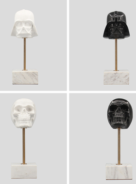 黑色骷髅武士金属拼接大理石底座