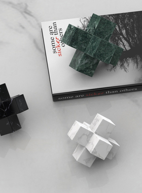 天然大理石十字架几何软装饰品