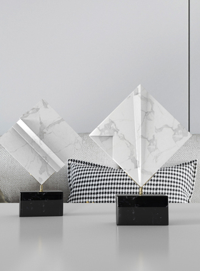 工艺轻奢风大理石方形软装饰品