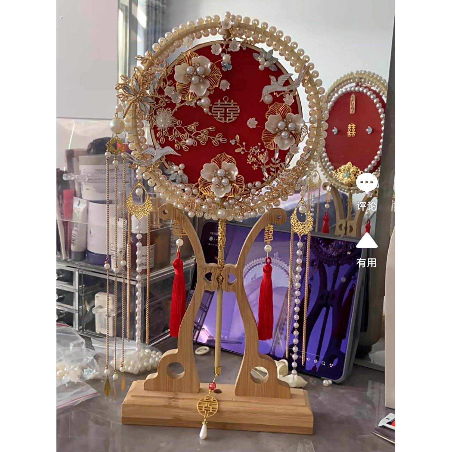 大型竹扇架圆形扇架南竹古风圆形扇架扇架展示架中国扇座