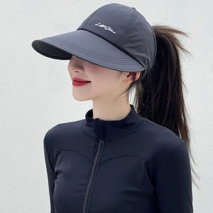 加大帽檐遮阳防晒帽女户外棒球帽男速干鸭舌帽空顶太阳帽可扎马尾