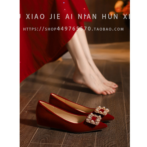 红色婚鞋2025新款新娘鞋