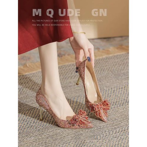 手工定制婚鞋-送后跟贴半码垫