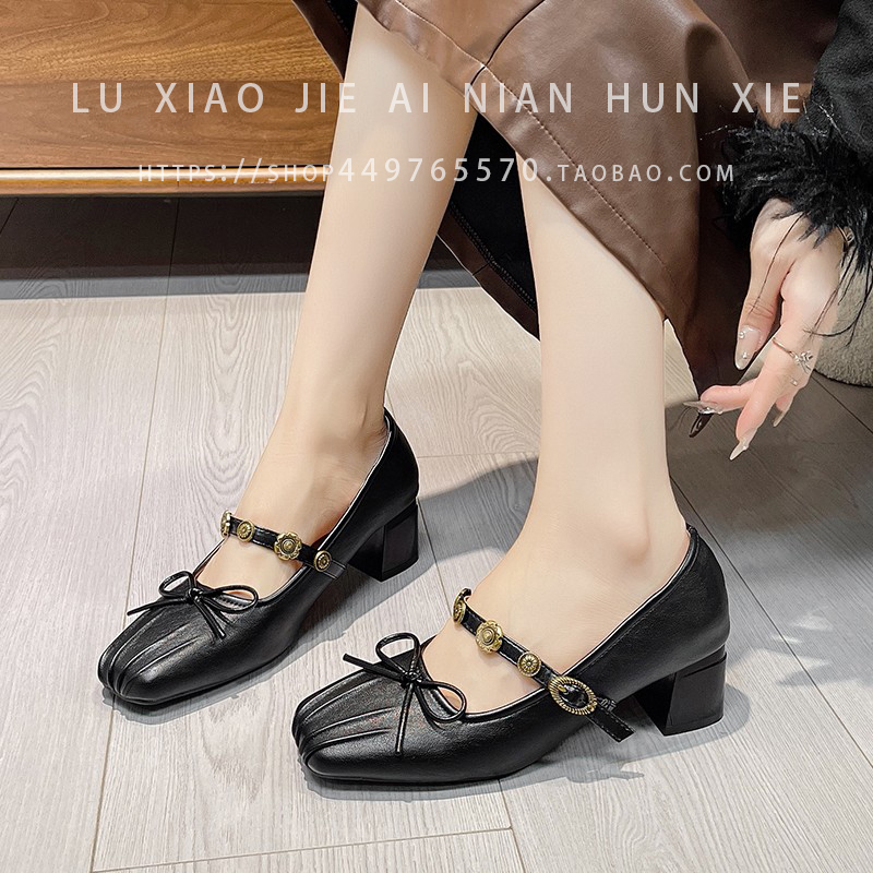 中跟单鞋不累脚气质高跟鞋