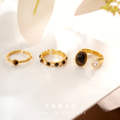 A虎眼石叠戴戒指女小众设计轻奢高级感2025新款 爆款 开口巨好看仙