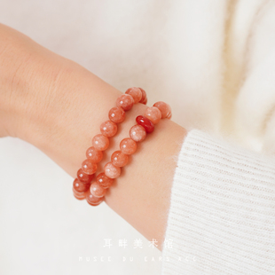 B粉天然太阳石手串旺夫手链轻奢小众精致女2025新款 高颜值学生党