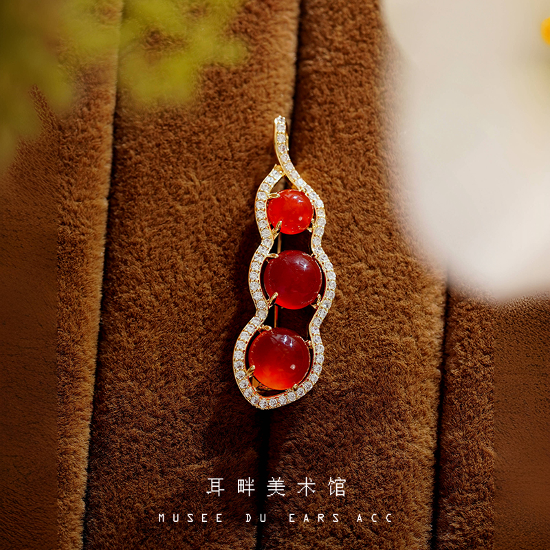 A相思红豆小胸针毛衣链