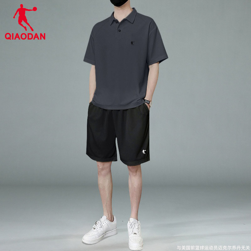 乔丹运动polo衫短裤套装男2025夏季新款冰丝速干短袖五分裤两件套