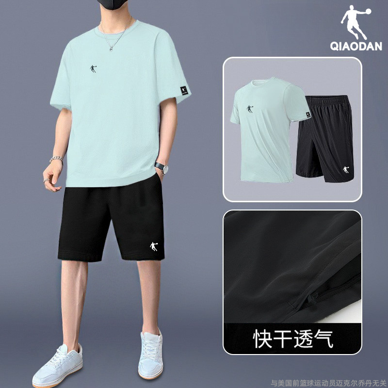 乔丹男士夏季运动套装官方旗舰店宽松休闲运动服健身房跑步套装