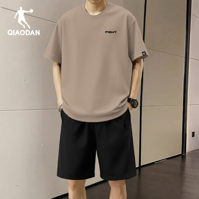 乔丹运动服男士夏季宽松透气短袖速干短裤潮流休闲套装青少年男装