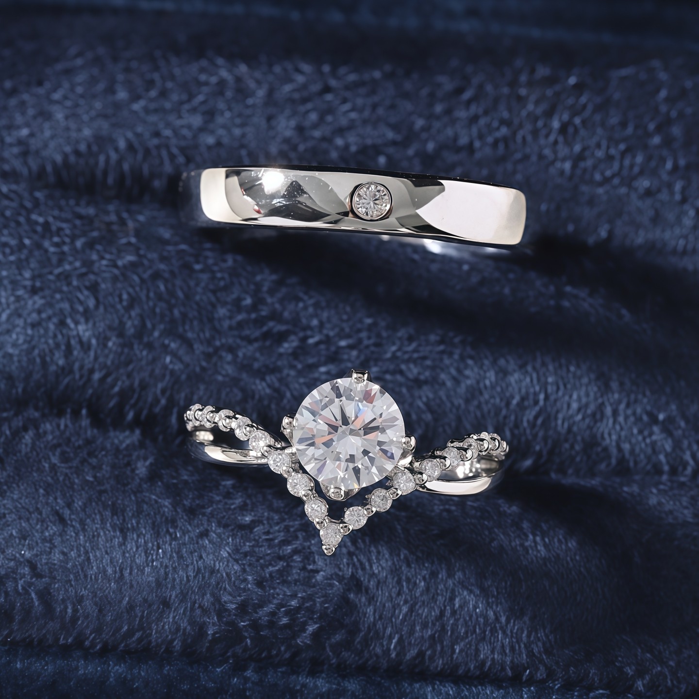 结婚对戒仿真钻戒一对情侣四爪女可调节婚礼仪式婚纱照道具戒指潮