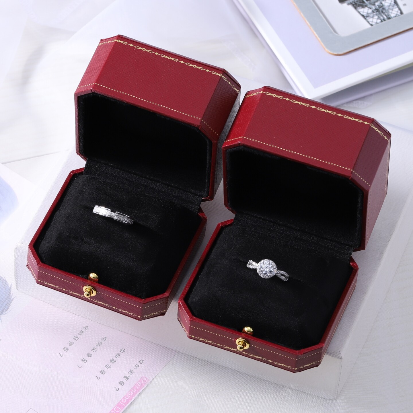结婚对戒仿真钻戒一对婚礼现场婚戒仪式轻奢道具男女假戒指可调节