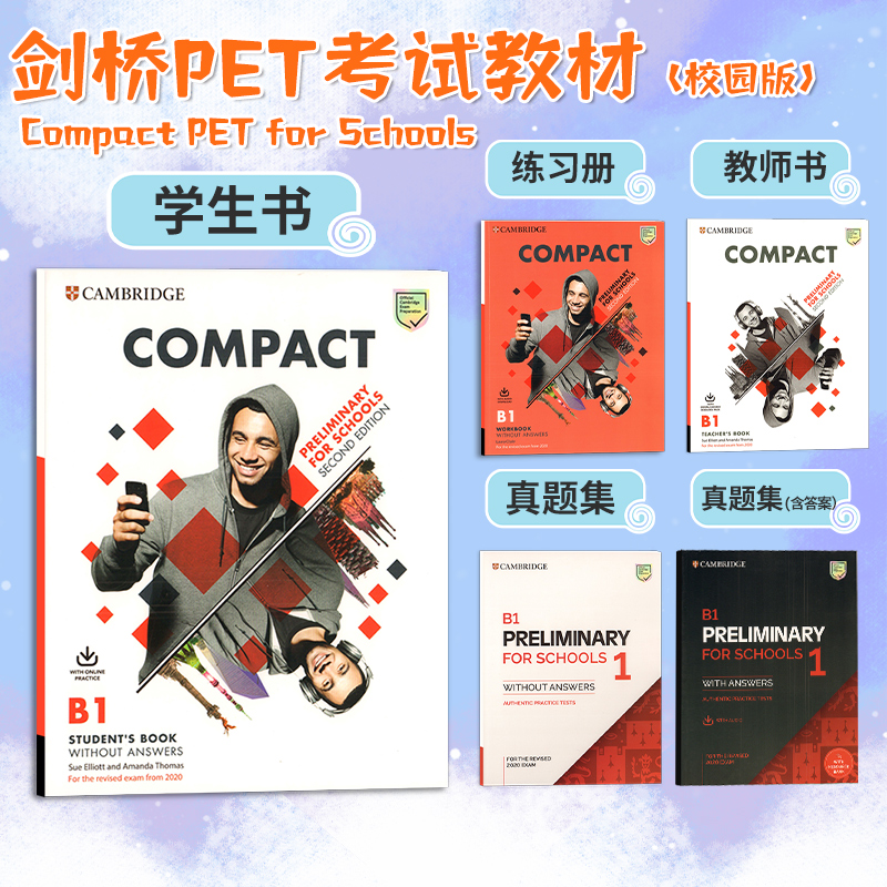 现货2020年Compact Preliminary For Schools B1 学生书练习册在线学习账号 青少版剑桥PET考试备考教材 书籍/杂志/报纸 原版其它 原图主图