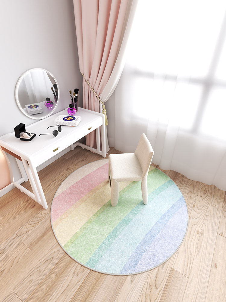 地毯圆形粉红色少女公主风格卧室床边毯子电脑椅地板垫客厅咖啡桌