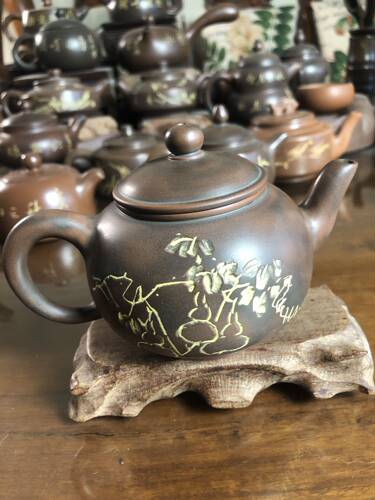李人帡坭兴陶国级大师纯手工精致字画茶壶