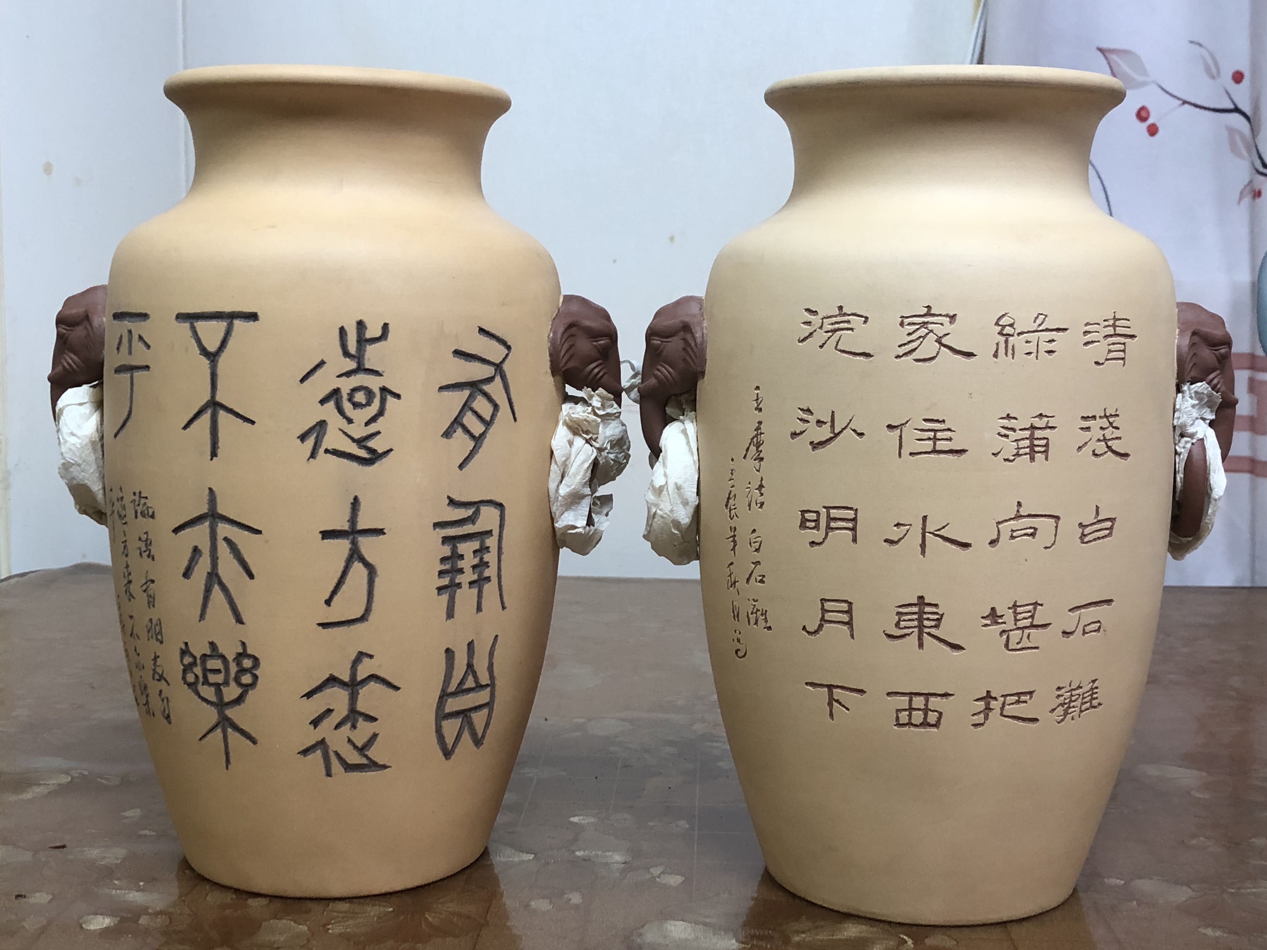 张庆臣紫砂名家早期一对收藏级精品花瓶