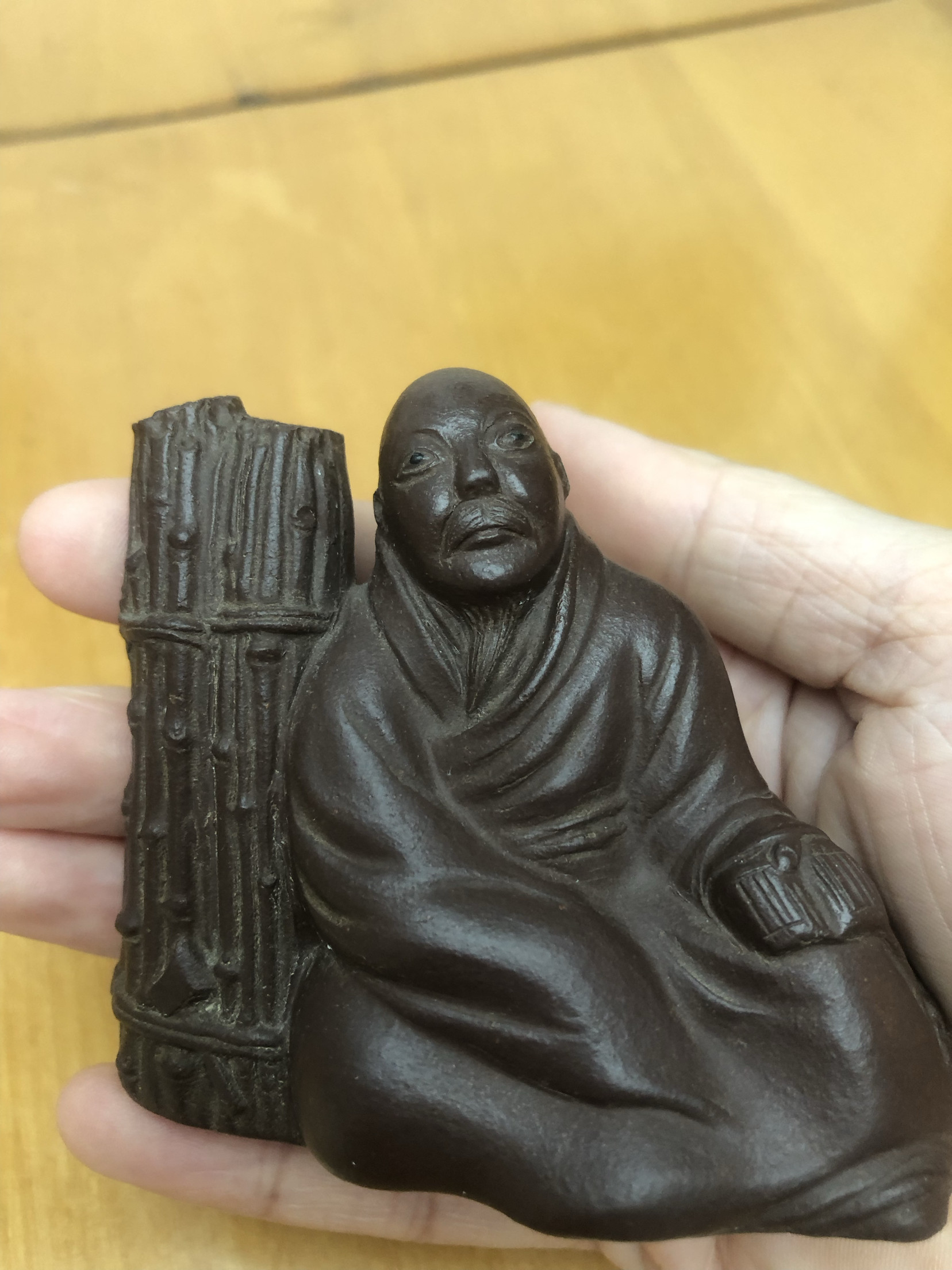 蒋蓉紫砂大师全手工陶塑樵夫,茶宠摆件