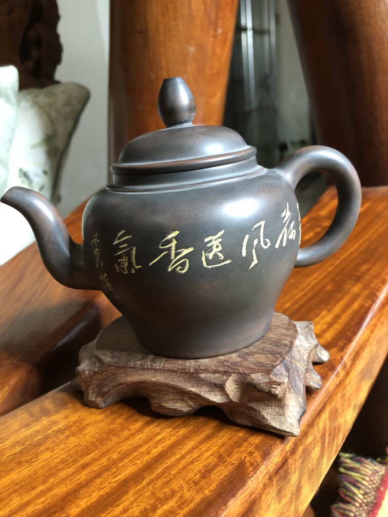 李人帡坭兴陶大师纯手工弯嘴美人肩精美字画壶