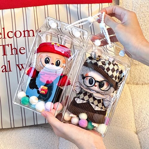 labubu保护罩透明方糖搪胶保护套