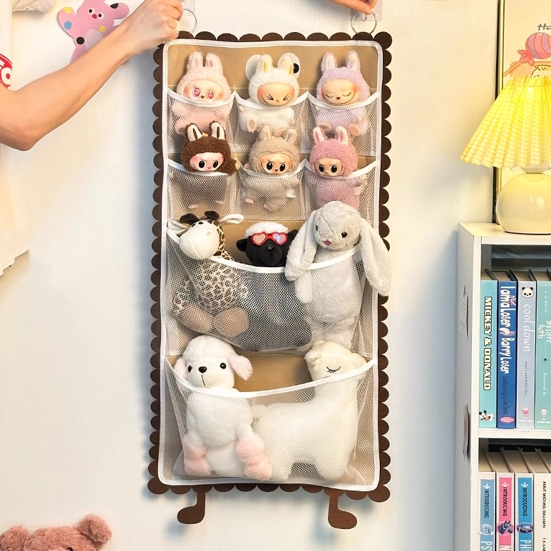 娃娃收纳神器毛毡玩偶网兜挂袋