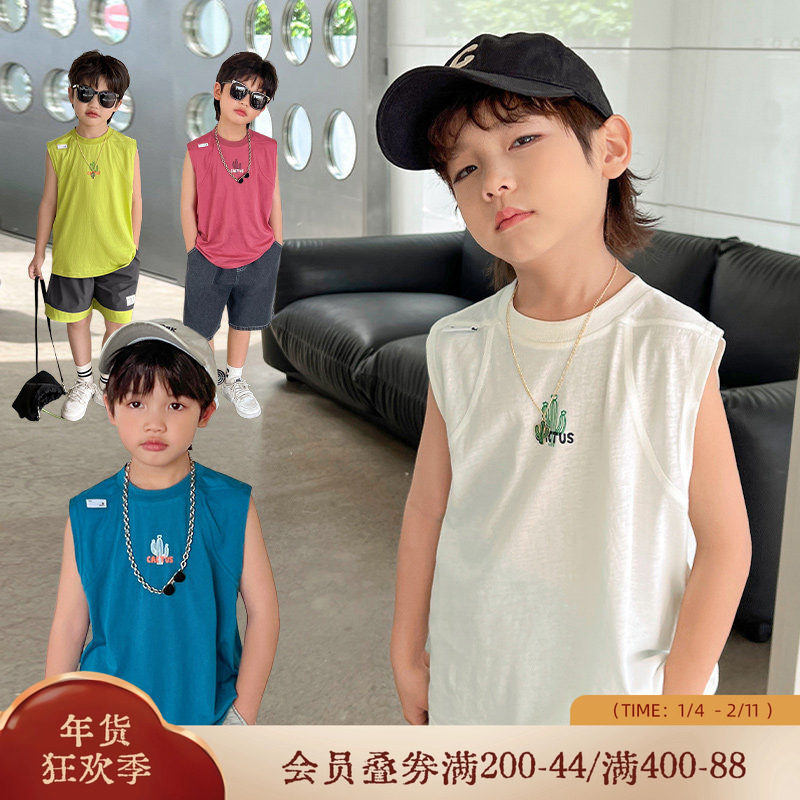 小o宝okids男童背心2025夏季新款帅气多巴胺无袖坎肩薄款运动T恤,童装/婴儿装/亲子装,背心吊带,淘宝优惠券,粉丝福利购,淘宝优惠卷