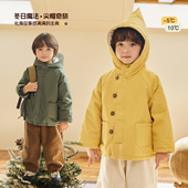 小o宝okids男童精灵帽洋气棉服保暖加厚外套防寒2025新款 冬装
