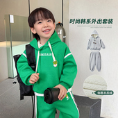 小o宝okids男童套装 套装 加绒保暖2024秋冬新款 休闲运动卫衣裤