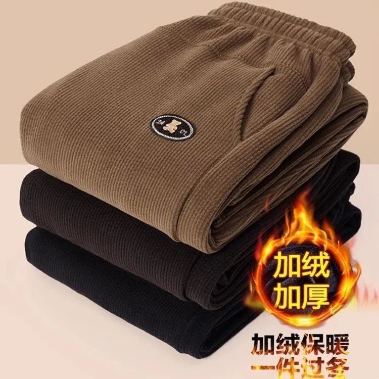 妈妈裤子冬款加绒加厚灯芯绒