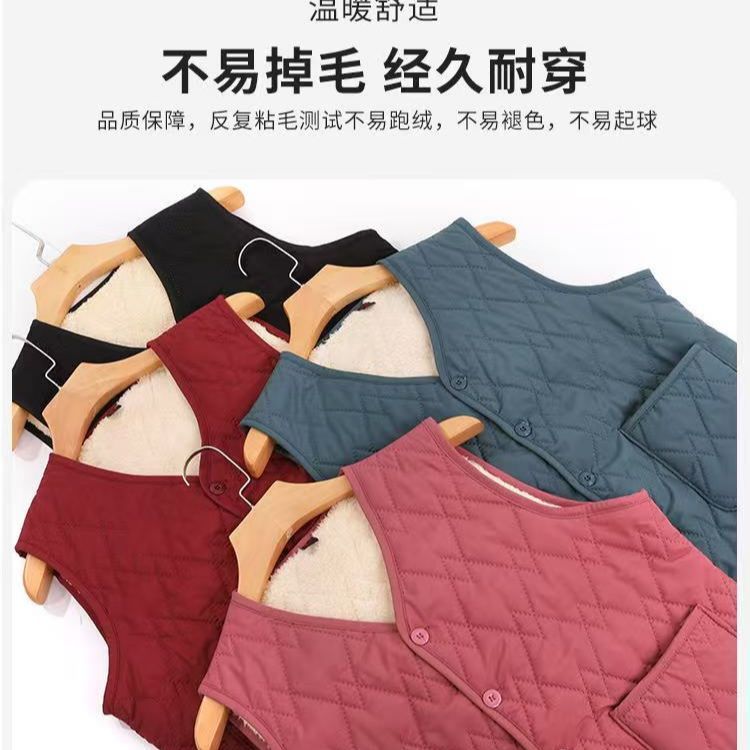 秋冬加绒马甲中老年保暖