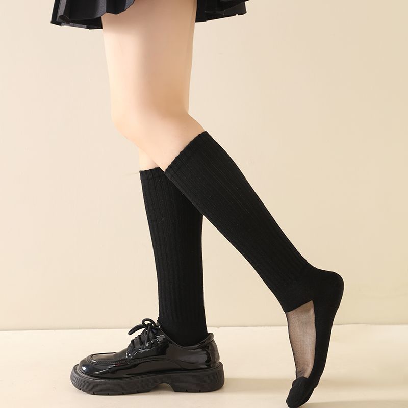 袜子女士小腿袜棉底水晶