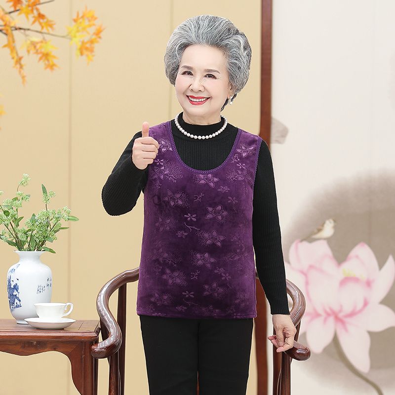 中老年人保暖背心女加绒