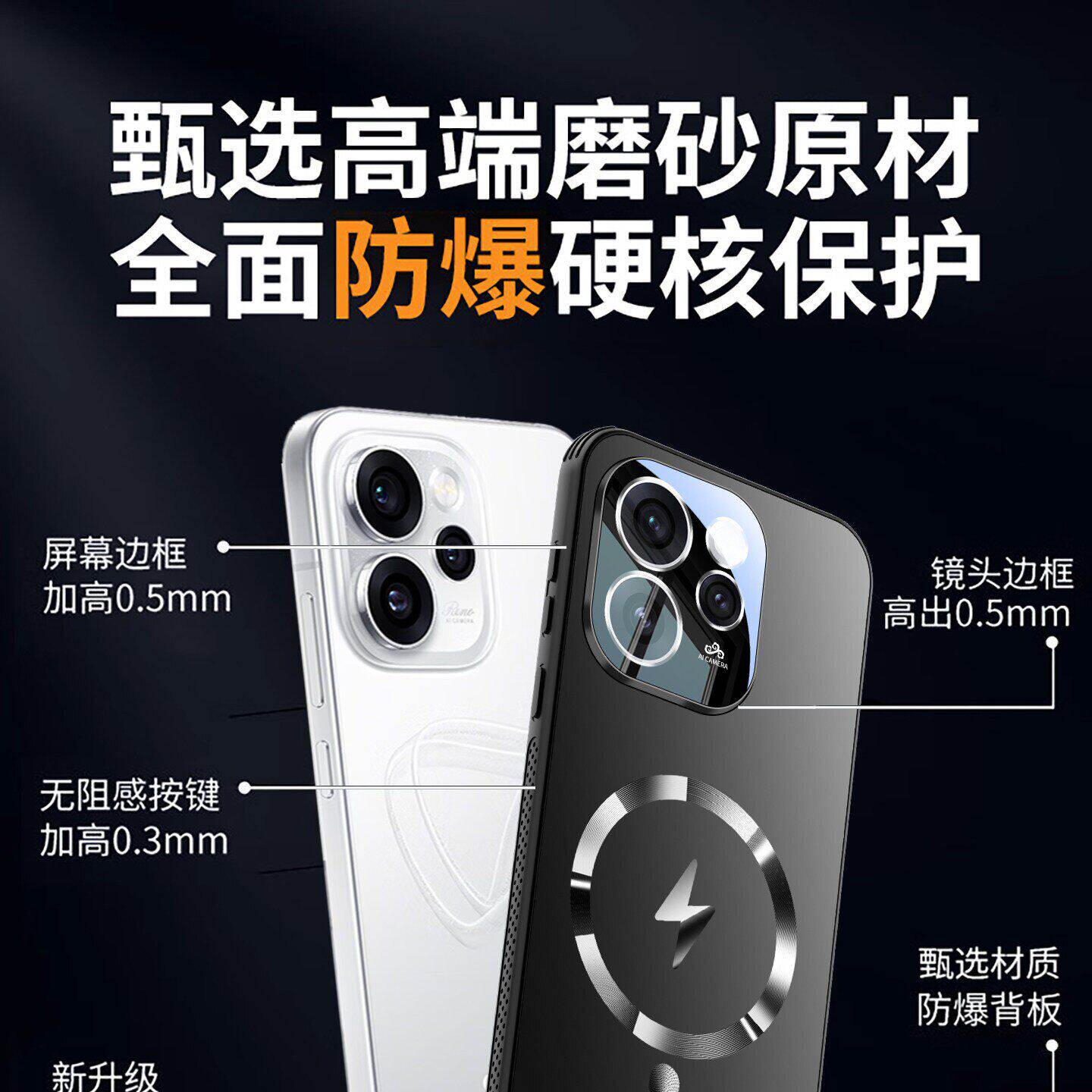 适用于opporeno15手机壳新款OPPOreno15pro带镜头膜全包防摔项Magsafe磁吸散热磨砂14钛高级感13男女