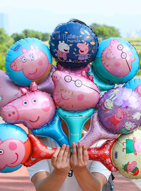 新款小猪佩奇手持气球儿童卡通玩具打击棒幼儿园地推活动小礼物