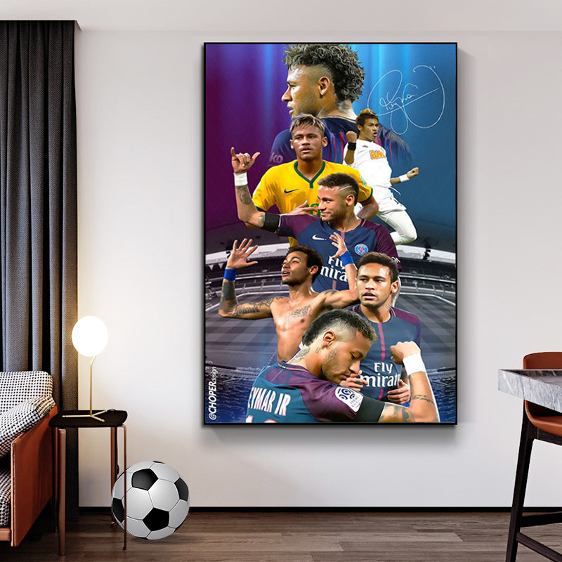 C罗梅西曼联足球明星海报房间装饰挂画竞彩体彩彩票店装饰墙贴hb