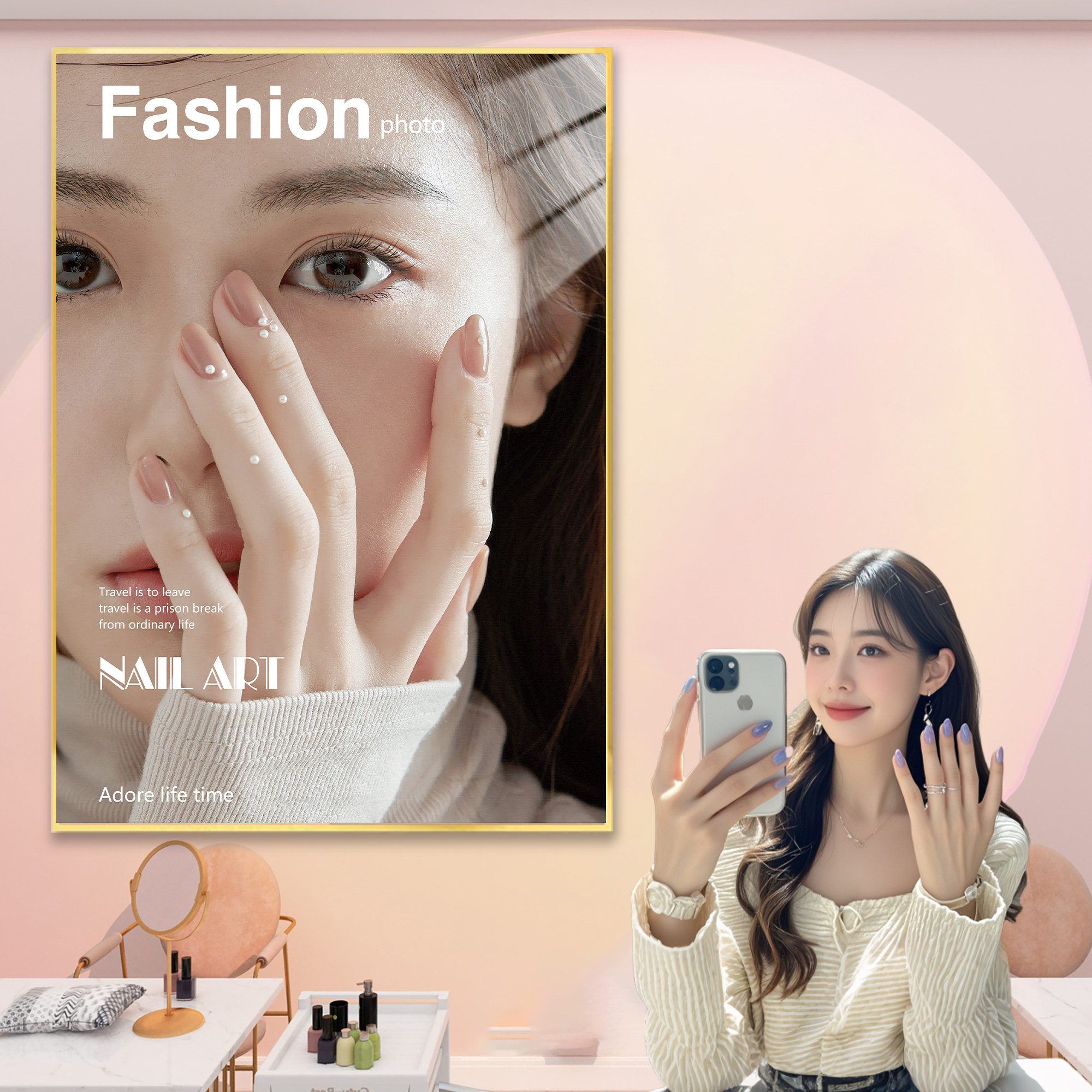 美甲海报美甲美睫纹绣广告海报展示牌宣传图墙贴美容院墙面装饰画