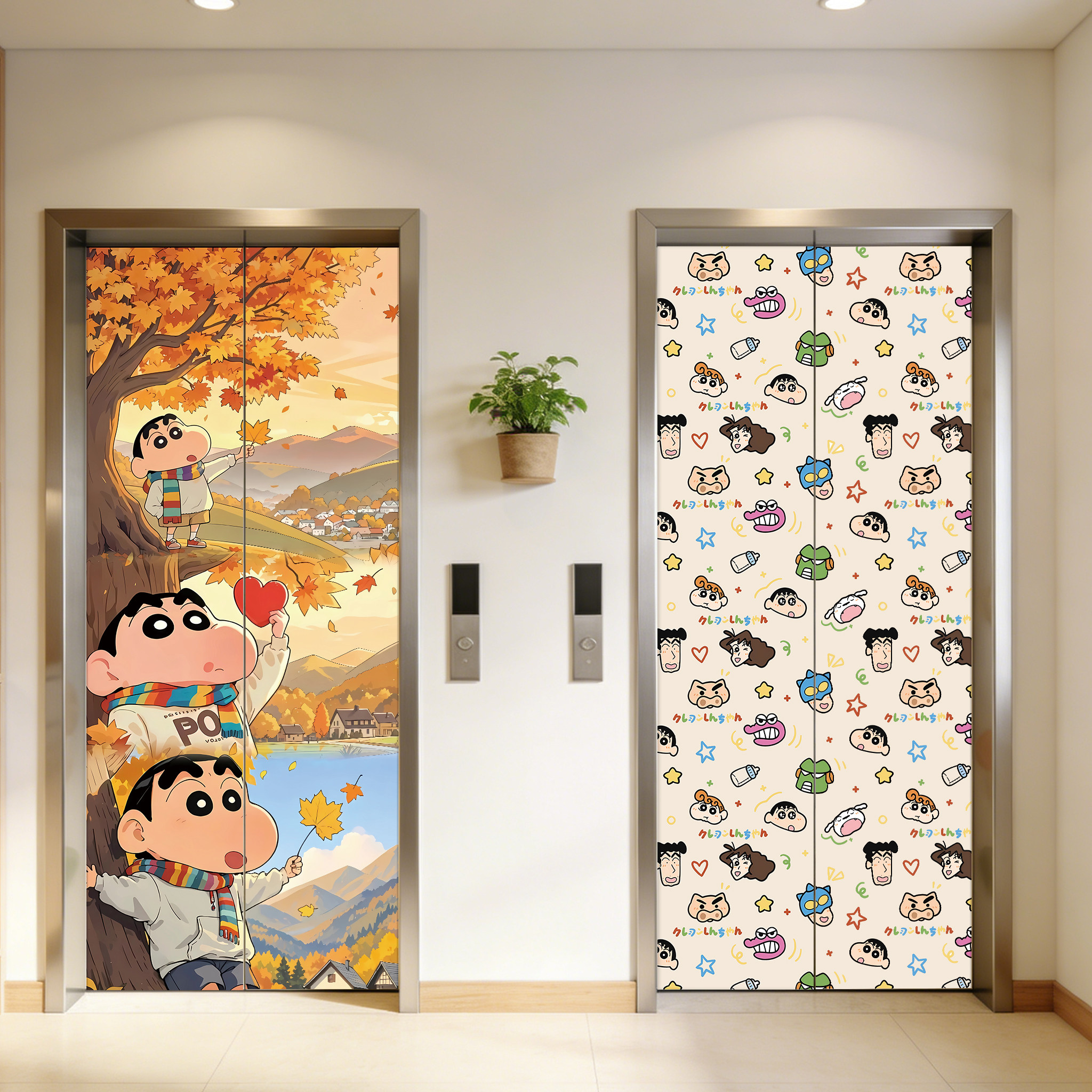 【全网热销】卡通电梯门贴纸