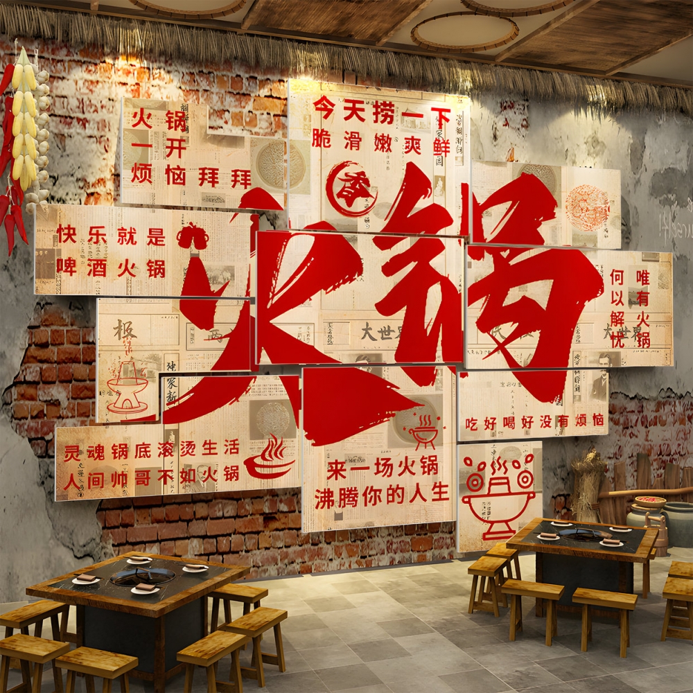 【极速发货】火锅店贴纸
