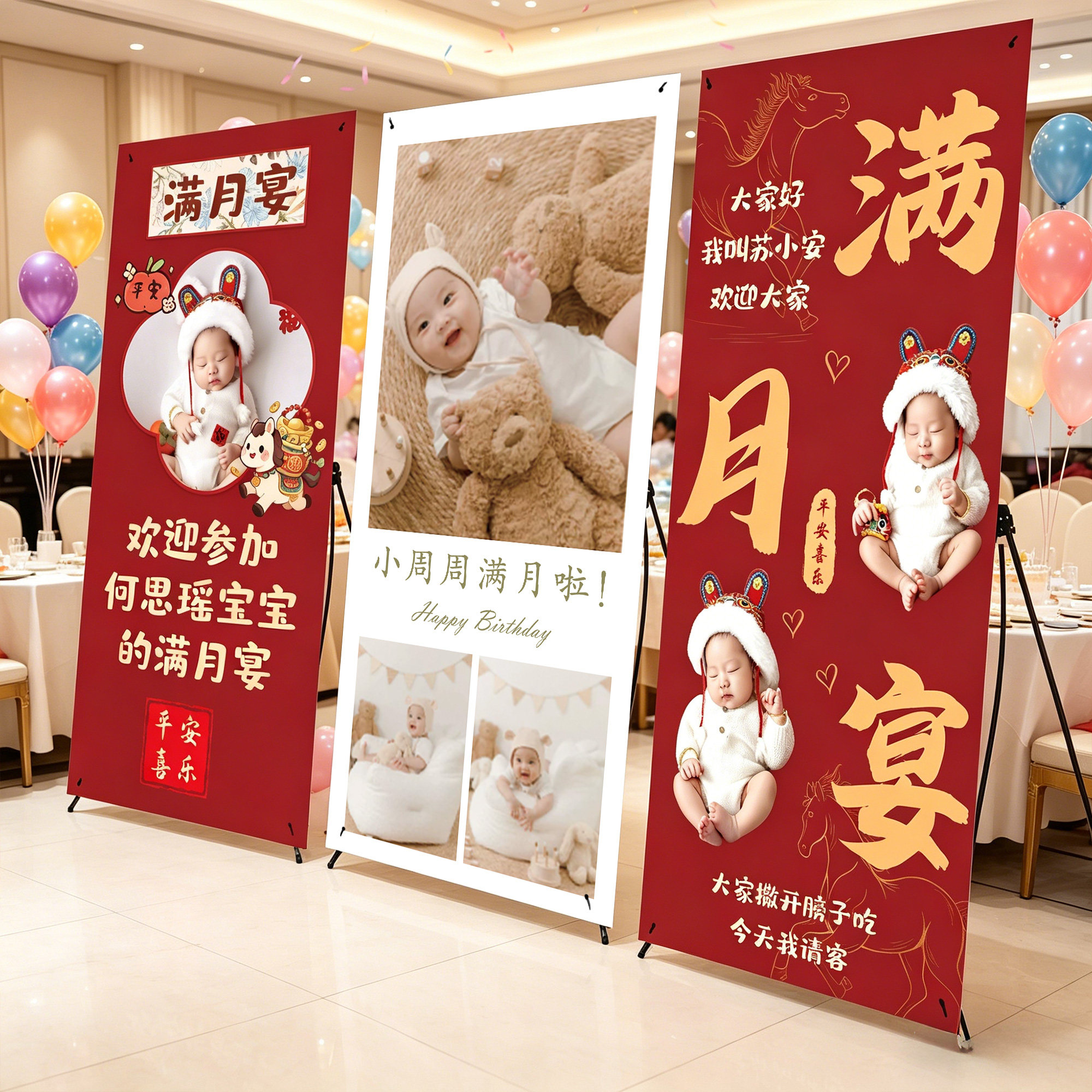 【顺丰包邮】宝宝宴迎宾牌海报图片