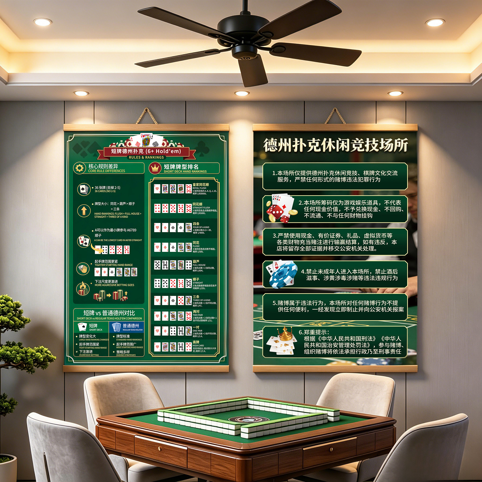 棋牌室麻将馆德州扑克牌装饰画图片