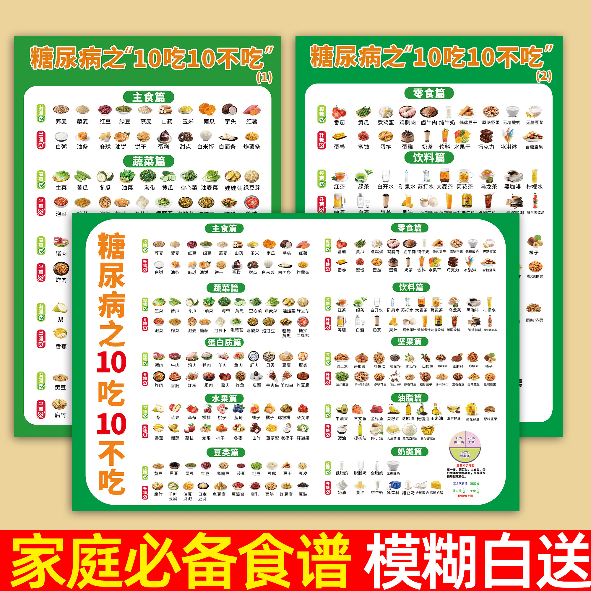糖尿病食谱挂图糖尿病人一日三餐高血压饮食挂图糖友控糖海报贴hb,个性定制/设计服务/DIY,写真/海报印制,淘宝优惠券,粉丝福利购,淘宝优惠卷
