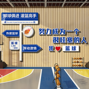 少儿篮球馆墙面装饰布置主题环创体育培训机构文化墙贴网红路牌QT