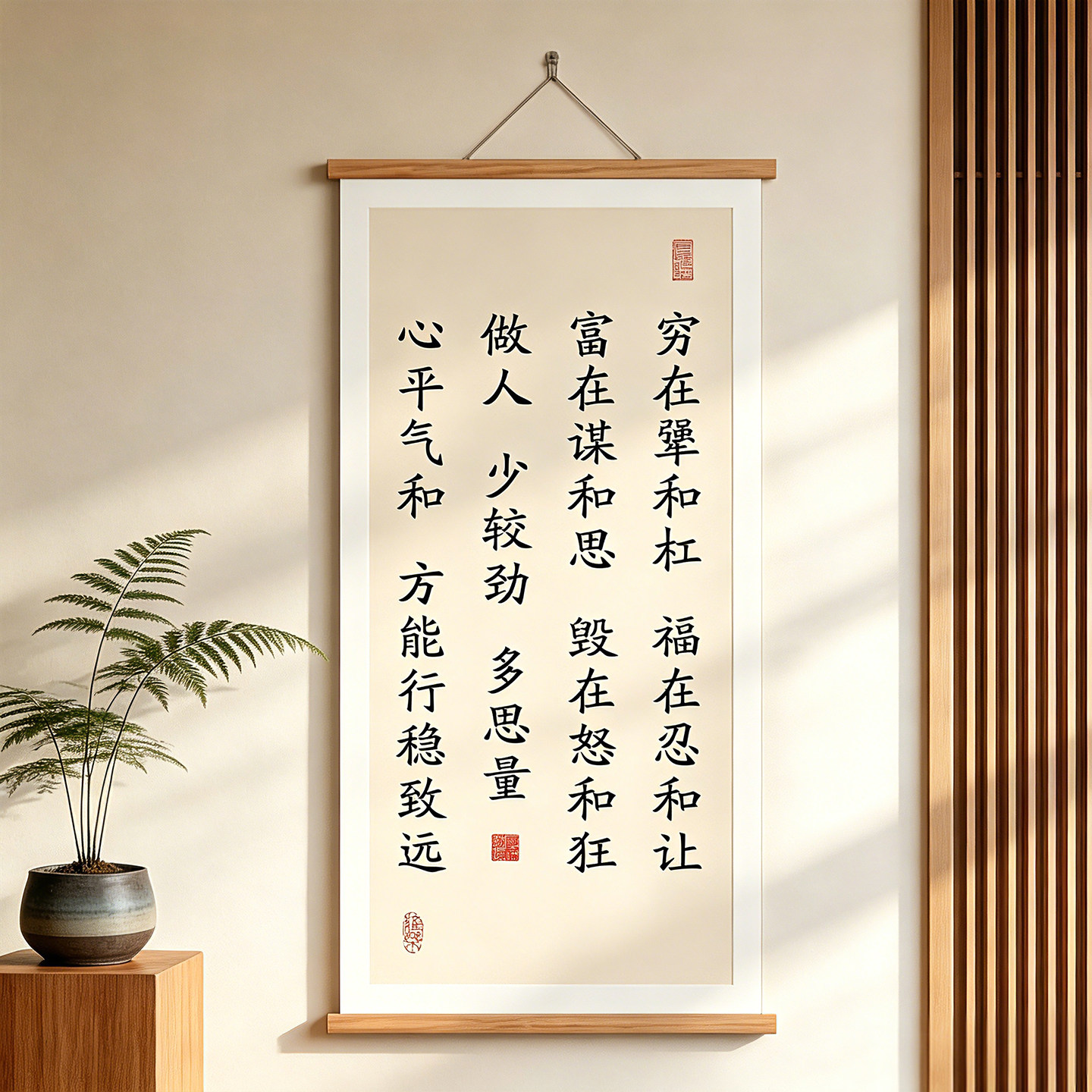穷在犟和杠福在忍和让字画新中式励志书法挂画书房办公室客厅装饰