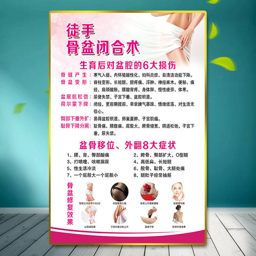 徒手私密骨盆闭合产后修复广告挂画康复海报满月发汗催乳宣传图hb - 封面