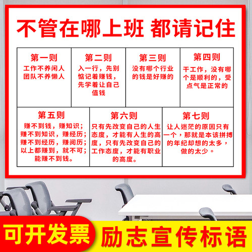 工作七守则励志标语海报
