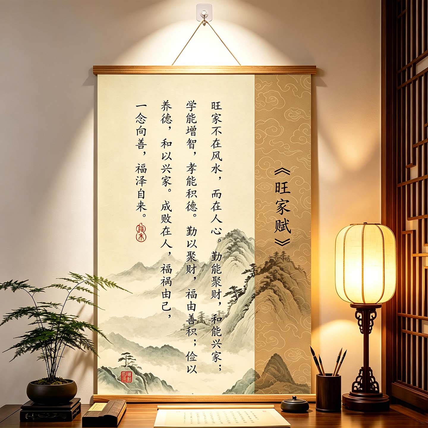 旺家赋挂画客厅装饰画中式复古卧室观人经挂图走廊书房国风字画HB
