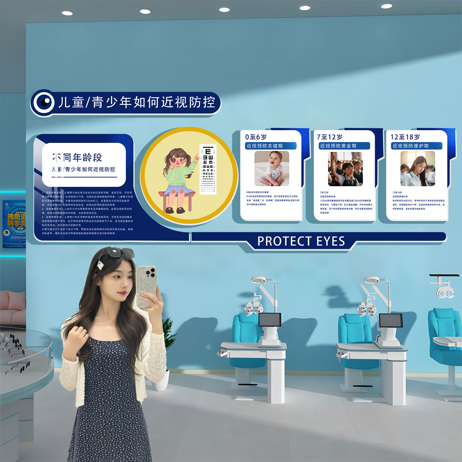 网红眼镜店墙面装饰画验光室挂画眼科诊所视光中心形象背景墙贴QT