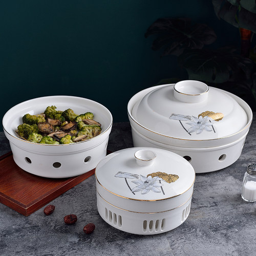 大号保温菜盘明炉陶瓷水煮鱼大盆汤碗餐具创意干锅酒精蜡烛加热炉